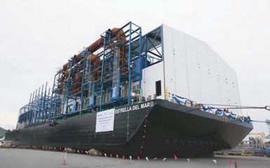 Unithai Shipyard launches second floating power barge at Laem Chabang